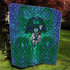 New Zealand Warriors Rugby Quilt Polynesian Tribal Warrior Mask Green Blue Pattern