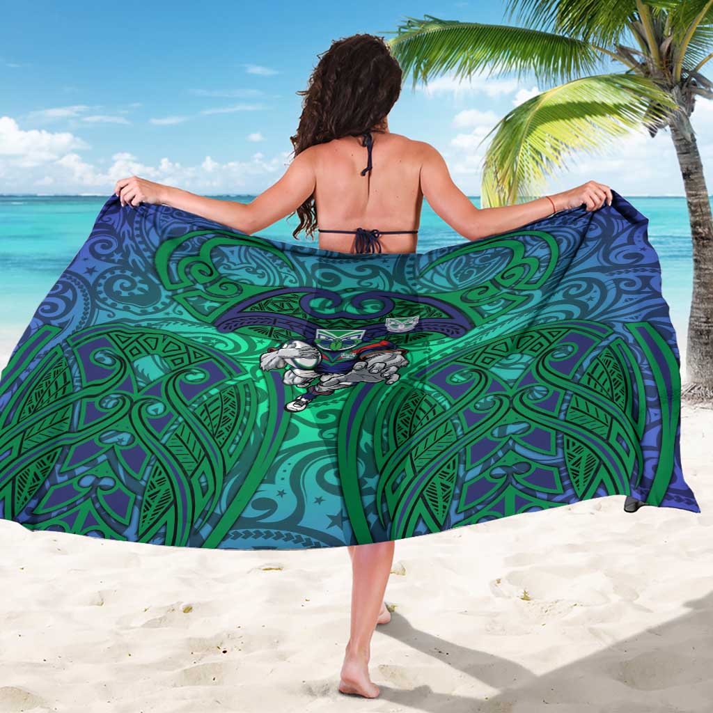New Zealand Warriors Rugby Sarong Polynesian Tribal Warrior Mask Green Blue Pattern