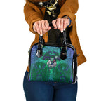 New Zealand Warriors Rugby Shoulder Handbag Polynesian Tribal Warrior Mask Green Blue Pattern