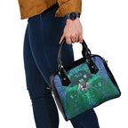 New Zealand Warriors Rugby Shoulder Handbag Polynesian Tribal Warrior Mask Green Blue Pattern