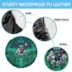 New Zealand Warriors Rugby Spare Tire Cover Polynesian Tribal Warrior Mask Green Blue Pattern
