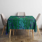 New Zealand Warriors Rugby Tablecloth Polynesian Tribal Warrior Mask Green Blue Pattern