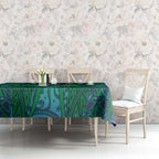 New Zealand Warriors Rugby Tablecloth Polynesian Tribal Warrior Mask Green Blue Pattern