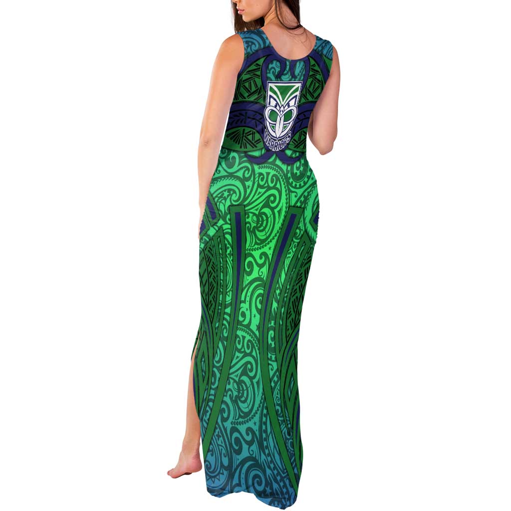 New Zealand Warriors Rugby Tank Maxi Dress Polynesian Tribal Warrior Mask Green Blue Pattern