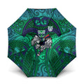 New Zealand Warriors Rugby Umbrella Polynesian Tribal Warrior Mask Green Blue Pattern