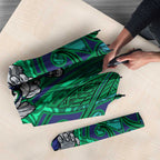 New Zealand Warriors Rugby Umbrella Polynesian Tribal Warrior Mask Green Blue Pattern