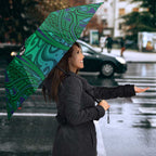 New Zealand Warriors Rugby Umbrella Polynesian Tribal Warrior Mask Green Blue Pattern