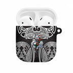 South Sydney Rabbitohs Rugby AirPods Case Polynesian Tribal Rabbit Warrior Black White Pattern