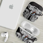 South Sydney Rabbitohs Rugby AirPods Case Polynesian Tribal Rabbit Warrior Black White Pattern