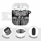South Sydney Rabbitohs Rugby AirPods Case Polynesian Tribal Rabbit Warrior Black White Pattern