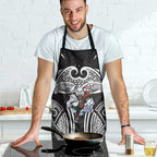 South Sydney Rabbitohs Rugby Apron Polynesian Tribal Rabbit Warrior Black White Pattern