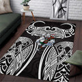 South Sydney Rabbitohs Rugby Area Rug Polynesian Tribal Rabbit Warrior Black White Pattern