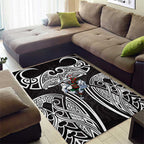 South Sydney Rabbitohs Rugby Area Rug Polynesian Tribal Rabbit Warrior Black White Pattern