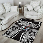 South Sydney Rabbitohs Rugby Area Rug Polynesian Tribal Rabbit Warrior Black White Pattern
