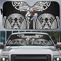 South Sydney Rabbitohs Rugby Auto Sun Shade Polynesian Tribal Rabbit Warrior Black White Pattern