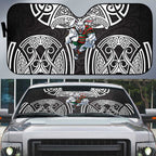 South Sydney Rabbitohs Rugby Auto Sun Shade Polynesian Tribal Rabbit Warrior Black White Pattern