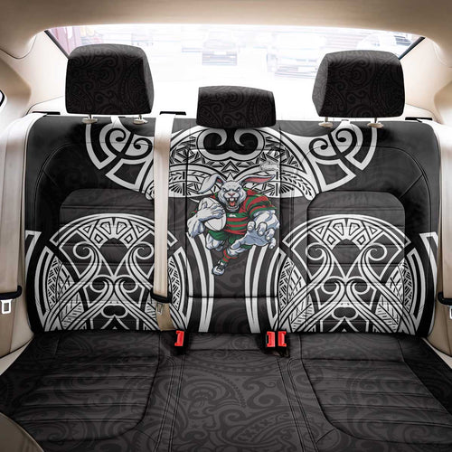South Sydney Rabbitohs Rugby Back Car Seat Cover Polynesian Tribal Rabbit Warrior Black White Pattern