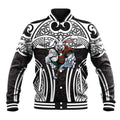 South Sydney Rabbitohs Rugby Baseball Jacket Polynesian Tribal Rabbit Warrior Black White Pattern