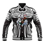 South Sydney Rabbitohs Rugby Baseball Jacket Polynesian Tribal Rabbit Warrior Black White Pattern