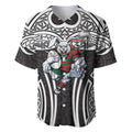 South Sydney Rabbitohs Rugby Baseball Jersey Polynesian Tribal Rabbit Warrior Black White Pattern