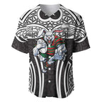 South Sydney Rabbitohs Rugby Baseball Jersey Polynesian Tribal Rabbit Warrior Black White Pattern