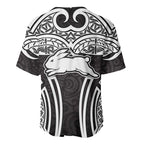 South Sydney Rabbitohs Rugby Baseball Jersey Polynesian Tribal Rabbit Warrior Black White Pattern