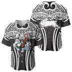 South Sydney Rabbitohs Rugby Baseball Jersey Polynesian Tribal Rabbit Warrior Black White Pattern
