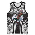 South Sydney Rabbitohs Rugby Basketball Jersey Polynesian Tribal Rabbit Warrior Black White Pattern