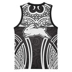 South Sydney Rabbitohs Rugby Basketball Jersey Polynesian Tribal Rabbit Warrior Black White Pattern