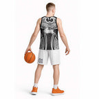 South Sydney Rabbitohs Rugby Basketball Jersey Polynesian Tribal Rabbit Warrior Black White Pattern