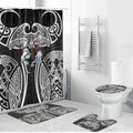 South Sydney Rabbitohs Rugby Bathroom Set Polynesian Tribal Rabbit Warrior Black White Pattern