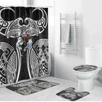 South Sydney Rabbitohs Rugby Bathroom Set Polynesian Tribal Rabbit Warrior Black White Pattern