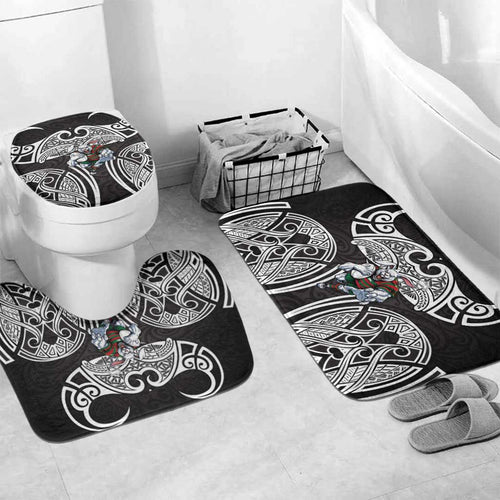 South Sydney Rabbitohs Rugby Bathroom Set Polynesian Tribal Rabbit Warrior Black White Pattern