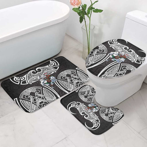 South Sydney Rabbitohs Rugby Bathroom Set Polynesian Tribal Rabbit Warrior Black White Pattern