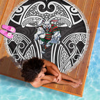 South Sydney Rabbitohs Rugby Beach Blanket Polynesian Tribal Rabbit Warrior Black White Pattern