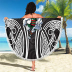 South Sydney Rabbitohs Rugby Beach Blanket Polynesian Tribal Rabbit Warrior Black White Pattern