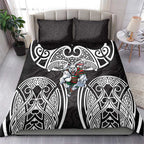South Sydney Rabbitohs Rugby Bedding Set Polynesian Tribal Rabbit Warrior Black White Pattern