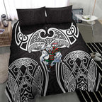 South Sydney Rabbitohs Rugby Bedding Set Polynesian Tribal Rabbit Warrior Black White Pattern