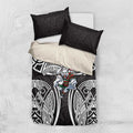 South Sydney Rabbitohs Rugby Bedding Set Polynesian Tribal Rabbit Warrior Black White Pattern