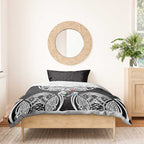 South Sydney Rabbitohs Rugby Bedding Set Polynesian Tribal Rabbit Warrior Black White Pattern