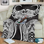 South Sydney Rabbitohs Rugby Blanket Polynesian Tribal Rabbit Warrior Black White Pattern