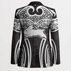 South Sydney Rabbitohs Rugby Blazer Polynesian Tribal Rabbit Warrior Black White Pattern