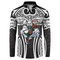 South Sydney Rabbitohs Rugby Button Sweatshirt Polynesian Tribal Rabbit Warrior Black White Pattern