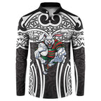 South Sydney Rabbitohs Rugby Button Sweatshirt Polynesian Tribal Rabbit Warrior Black White Pattern