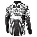 South Sydney Rabbitohs Rugby Button Sweatshirt Polynesian Tribal Rabbit Warrior Black White Pattern