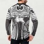 South Sydney Rabbitohs Rugby Button Sweatshirt Polynesian Tribal Rabbit Warrior Black White Pattern