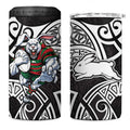 South Sydney Rabbitohs Rugby 4 in 1 Can Cooler Tumbler Polynesian Tribal Rabbit Warrior Black White Pattern