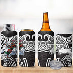 South Sydney Rabbitohs Rugby 4 in 1 Can Cooler Tumbler Polynesian Tribal Rabbit Warrior Black White Pattern
