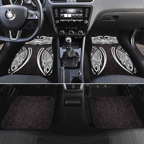 South Sydney Rabbitohs Rugby Car Mats Polynesian Tribal Rabbit Warrior Black White Pattern