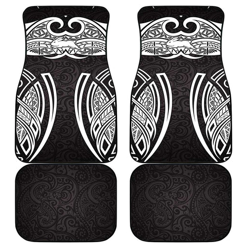 South Sydney Rabbitohs Rugby Car Mats Polynesian Tribal Rabbit Warrior Black White Pattern
